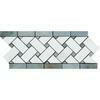 Thassos White Marble Honed Basketweave Border Listello w / Blue-Gray Dots-American Tile Depot