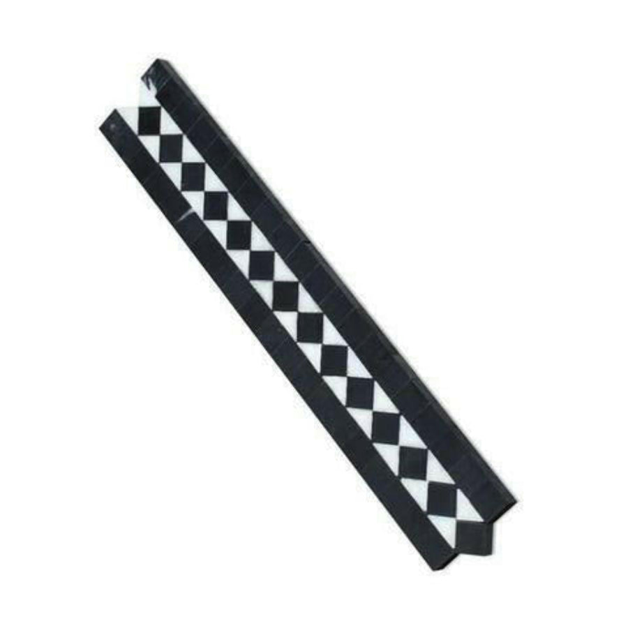 Thassos White Marble Honed BIAS Border Listello w/ Black Dots - American Tile Depot