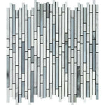 Thassos White Marble Honed Tricolor (Thassos + Carrara + Blue-Gray) Bamboo Sticks Mosaic-American Tile Depot