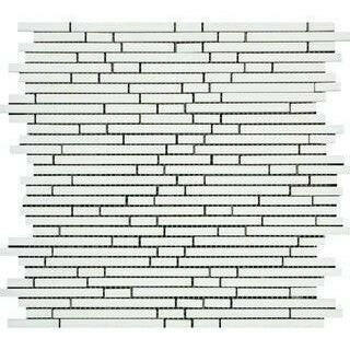 Thassos White Marble Polished (Single-Color Thassos) Bamboo Sticks Mosaic-American Tile Depot