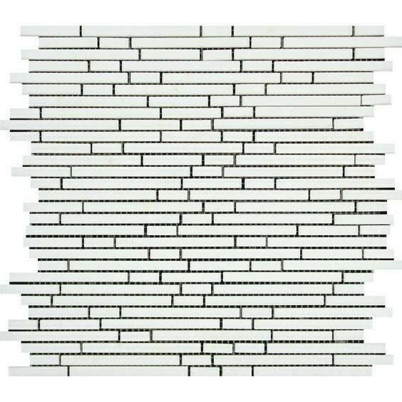 Thassos White Marble Polished (Single-Color Thassos) Bamboo Sticks Mosaic-American Tile Depot