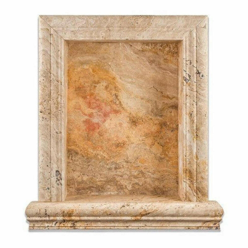 Valencia Travertine Hand-Made Custom Shampoo Niche / Shelf - LARGE - Honed - American Tile Depot