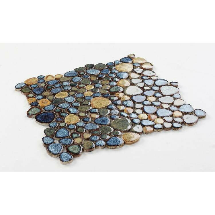 Venus Night Olive Pebble Porcelain Mosaic Tile-American Tile Depot