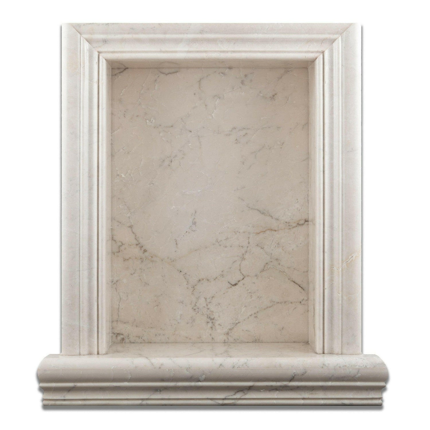 White Pearl Marble Hand-Made Custom Shampoo Niche / Shelf - LARGE - Polished-American Tile Depot