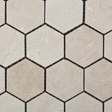 Crema Marfil Marble Polished 2" Hexagon Mosaic Tile - American Tile Depot - Commercial and Residential (Interior & Exterior), Indoor, Outdoor, Shower, Backsplash, Bathroom, Kitchen, Deck & Patio, Decorative, Floor, Wall, Ceiling, Powder Room - 2