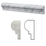 Carrara White Marble Honed OG-1 Chair Rail Molding Trim - American Tile Depot - Commercial and Residential (Interior & Exterior), Indoor, Outdoor, Shower, Backsplash, Bathroom, Kitchen, Deck & Patio, Decorative, Floor, Wall, Ceiling, Powder Room - 1