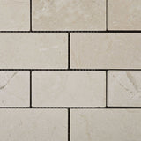 2 X 4 Crema Marfil Marble Tumbled Brick Mosaic Tile