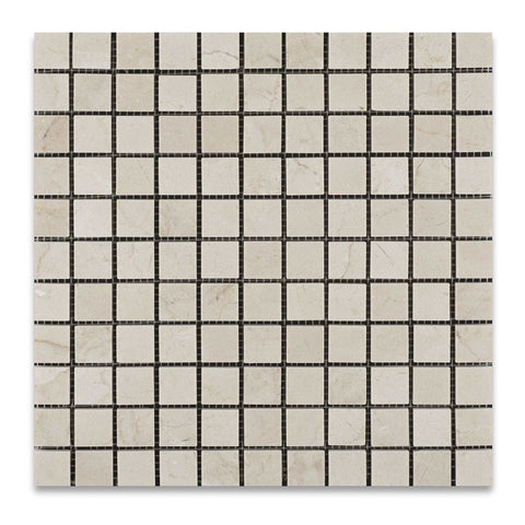 1 X 1 Crema Marfil Marble Honed Mosaic Tile - American Tile Depot - Shower, Backsplash, Bathroom, Kitchen, Deck & Patio, Decorative, Floor, Wall, Ceiling, Powder Room, Indoor, Outdoor, Commercial, Residential, Interior, Exterior