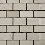 1 X 2 Crema Marfil Marble Honed Brick Mosaic Tile