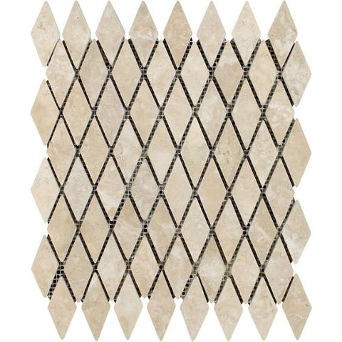 Durango Cream Travertine 1" Diamond Tumbled Mosaic Tile