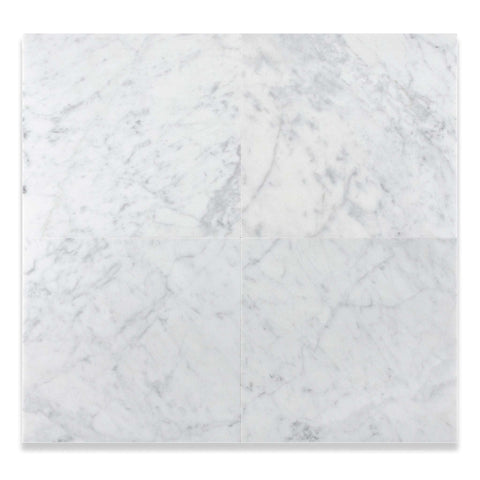12 X 12 Carrara White Marble Polished Field Tile - American Tile Depot - Shower, Backsplash, Bathroom, Kitchen, Deck & Patio, Decorative, Floor, Wall, Ceiling, Powder Room, Indoor, Outdoor, Commercial, Residential, Interior, Exterior