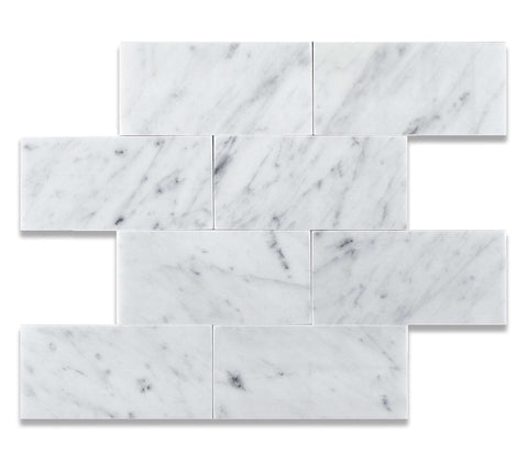 3 X 6 Carrara White Marble Polished Subway Brick Field Tile