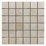 2 X 2 Crema Marfil Marble Polished Mosaic Tile - American Tile Depot - Shower, Backsplash, Bathroom, Kitchen, Deck & Patio, Decorative, Floor, Wall, Ceiling, Powder Room, Indoor, Outdoor, Commercial, Residential, Interior, Exterior