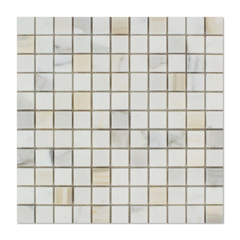 1 X 1 Calacatta Gold Marble Honed Mosaic Tile - American Tile Depot - Shower, Backsplash, Bathroom, Kitchen, Deck & Patio, Decorative, Floor, Wall, Ceiling, Powder Room, Indoor, Outdoor, Commercial, Residential, Interior, Exterior