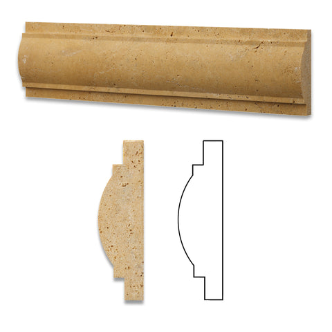 Gold / Yellow Travertine Honed Arch / Baldwin Trim Molding - American Tile Depot - Commercial and Residential (Interior & Exterior), Indoor, Outdoor, Shower, Backsplash, Bathroom, Kitchen, Deck & Patio, Decorative, Floor, Wall, Ceiling, Powder Room - 1