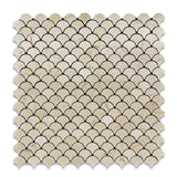 Crema Marfil Marble Polished Fan Mosaic Tile