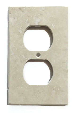 Ivory Travertine Single Duplex Switch Wall Plate / Switch Plate / Cover - Honed