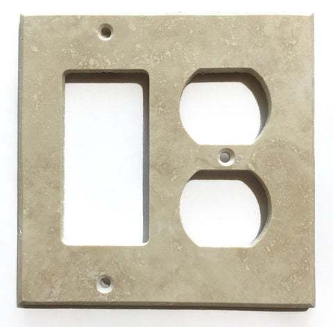 Ivory Travertine Rocker Duplex Switch Wall Plate / Switch Plate / Cover - Honed