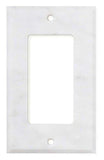 Italian Carrara White Marble Single Rocker Switch Wall Plate / Switch Plate / Cover - Polished