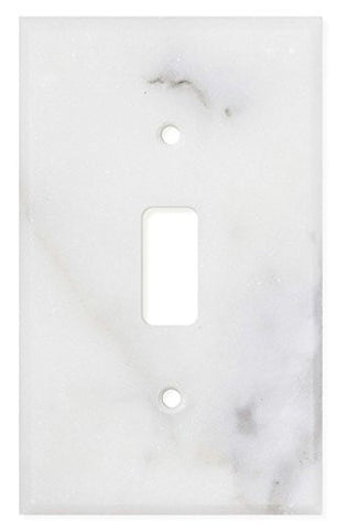 Italian Calacatta Gold Marble Single Toggle Switch Wall Plate / Switch Plate / Cover - Polished - American Tile Depot - Commercial and Residential (Interior & Exterior), Indoor, Outdoor, Shower, Backsplash, Bathroom, Kitchen, Deck & Patio, Decorative, Floor, Wall, Ceiling, Powder Room - 1
