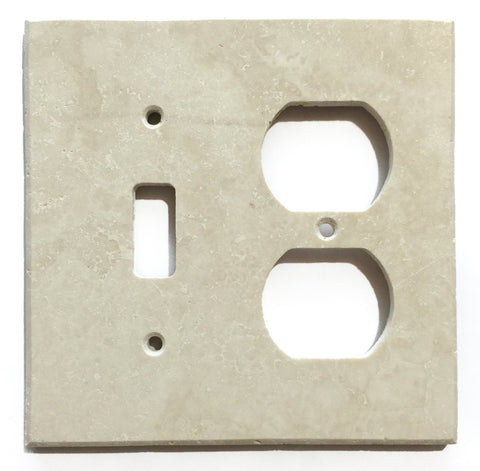 Ivory Travertine Toggle Duplex Switch Wall Plate / Switch Plate / Cover - Honed - American Tile Depot - Commercial and Residential (Interior & Exterior), Indoor, Outdoor, Shower, Backsplash, Bathroom, Kitchen, Deck & Patio, Decorative, Floor, Wall, Ceiling, Powder Room - 1