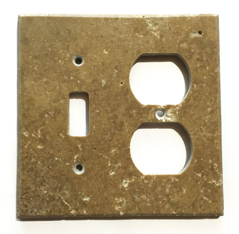 Noce Travertine Toggle Duplex Switch Wall Plate / Switch Plate / Cover - Honed - American Tile Depot - Commercial and Residential (Interior & Exterior), Indoor, Outdoor, Shower, Backsplash, Bathroom, Kitchen, Deck & Patio, Decorative, Floor, Wall, Ceiling, Powder Room - 1