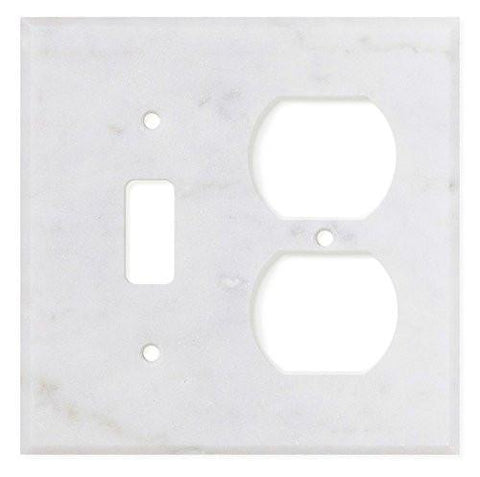 Italian Carrara White Marble Toggle Duplex Switch Wall Plate / Switch Plate / Cover - Polished