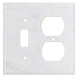 Italian Carrara White Marble Toggle Duplex Switch Wall Plate / Switch Plate / Cover - Honed