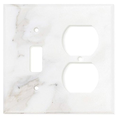 Italian Calacatta Gold Marble Toggle Duplex Switch Wall Plate / Switch Plate / Cover - Honed - American Tile Depot - Commercial and Residential (Interior & Exterior), Indoor, Outdoor, Shower, Backsplash, Bathroom, Kitchen, Deck & Patio, Decorative, Floor, Wall, Ceiling, Powder Room - 1