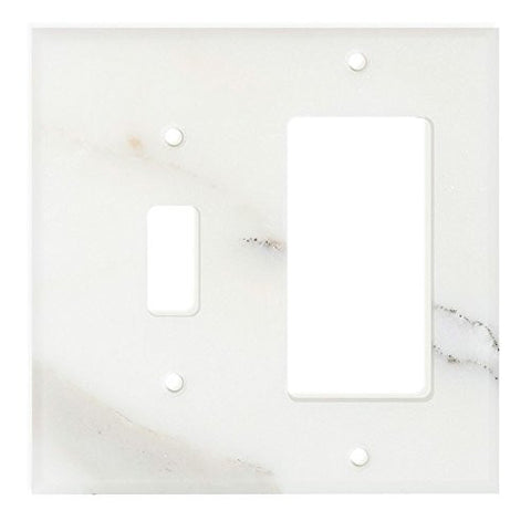 Italian Calacatta Gold Marble Toggle Rocker Switch Wall Plate / Switch Plate / Cover - Polished - American Tile Depot - Commercial and Residential (Interior & Exterior), Indoor, Outdoor, Shower, Backsplash, Bathroom, Kitchen, Deck & Patio, Decorative, Floor, Wall, Ceiling, Powder Room - 1