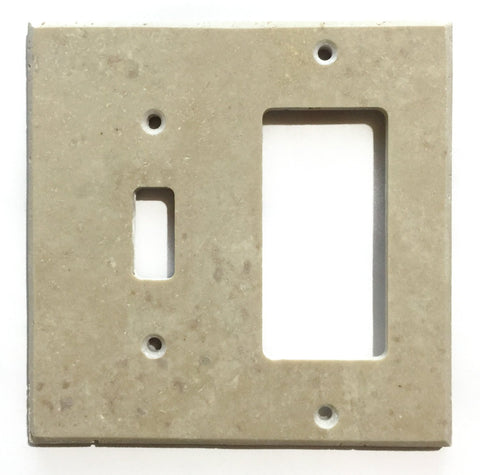 Ivory Travertine Toggle Rocker Switch Wall Plate / Switch Plate / Cover - Honed