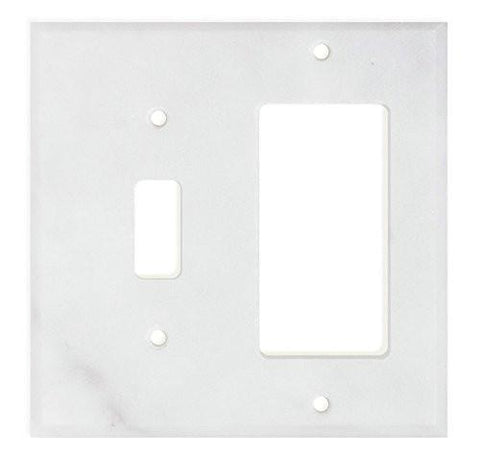 Italian Carrara White Marble Toggle Rocker Switch Wall Plate / Switch Plate / Cover - Honed
