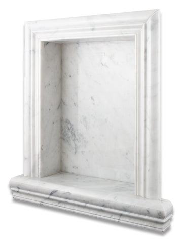 Carrara White Marble Hand-Made Custom Shampoo Niche / Shelf - LARGE - Polished
