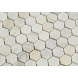 Calacatta Gold Marble Honed 1" Mini Hexagon Mosaic Tile