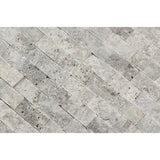1 X 2 Silver Travertine Split-Faced Mosaic Tile