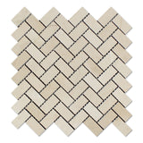 Crema Marfil Marble Honed 1 x 2 Herringbone Mosaic Tile - American Tile Depot - Commercial and Residential (Interior & Exterior), Indoor, Outdoor, Shower, Backsplash, Bathroom, Kitchen, Deck & Patio, Decorative, Floor, Wall, Ceiling, Powder Room - 1