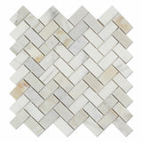 Calacatta Gold Marble Honed 1 x 2 Herringbone Mosaic Tile - American Tile Depot - Commercial and Residential (Interior & Exterior), Indoor, Outdoor, Shower, Backsplash, Bathroom, Kitchen, Deck & Patio, Decorative, Floor, Wall, Ceiling, Powder Room - 1