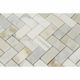 Calacatta Gold Marble Honed 1 x 2 Herringbone Mosaic Tile - American Tile Depot - Commercial and Residential (Interior & Exterior), Indoor, Outdoor, Shower, Backsplash, Bathroom, Kitchen, Deck & Patio, Decorative, Floor, Wall, Ceiling, Powder Room - 2