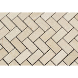 Crema Marfil Marble Honed 1 x 2 Herringbone Mosaic Tile - American Tile Depot - Commercial and Residential (Interior & Exterior), Indoor, Outdoor, Shower, Backsplash, Bathroom, Kitchen, Deck & Patio, Decorative, Floor, Wall, Ceiling, Powder Room - 2