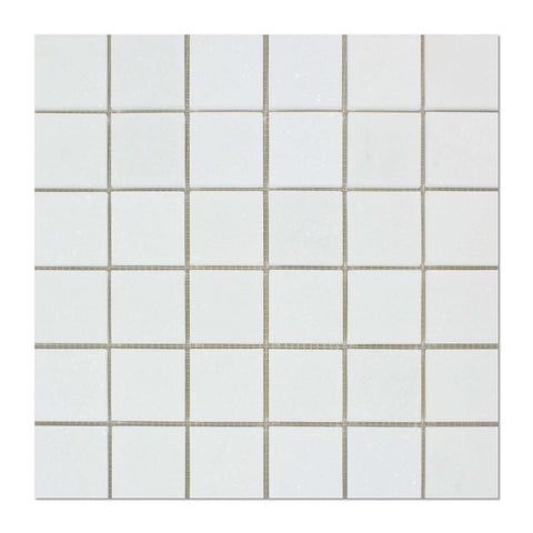 2 X 2 Thassos White Marble Polished Mosaic Tile - American Tile Depot - Shower, Backsplash, Bathroom, Kitchen, Deck & Patio, Decorative, Floor, Wall, Ceiling, Powder Room, Indoor, Outdoor, Commercial, Residential, Interior, Exterior