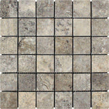 2 X 2 Silver Travertine Tumbled Mosaic Tile