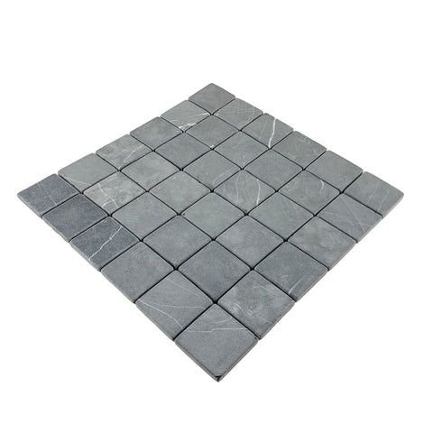 2 X 2  Black Marquina Marble Tumbled Mosaic Tile
