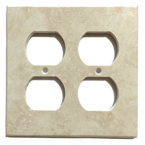 Ivory Travertine Double Duplex Switch Wall Plate / Switch Plate / Cover - Honed - American Tile Depot - Commercial and Residential (Interior & Exterior), Indoor, Outdoor, Shower, Backsplash, Bathroom, Kitchen, Deck & Patio, Decorative, Floor, Wall, Ceiling, Powder Room - 1