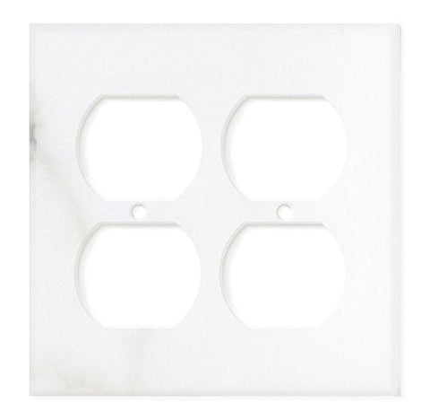 Italian Calacatta Gold Marble Double Duplex Switch Wall Plate / Switch Plate / Cover - Polished - American Tile Depot - Commercial and Residential (Interior & Exterior), Indoor, Outdoor, Shower, Backsplash, Bathroom, Kitchen, Deck & Patio, Decorative, Floor, Wall, Ceiling, Powder Room - 1
