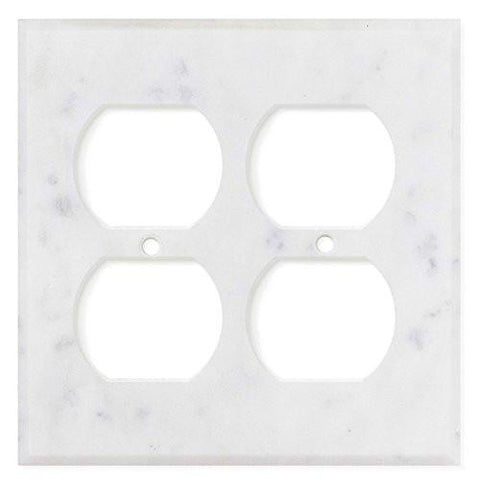 Italian Carrara White Marble Double Duplex Switch Wall Plate / Switch Plate / Cover - Honed
