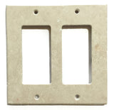 Ivory Travertine Double Rocker Switch Wall Plate / Switch Plate / Cover - Honed