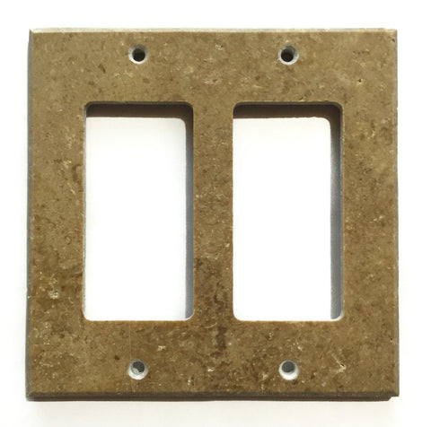Noce Travertine Double Rocker Switch Wall Plate / Switch Plate / Cover - Honed