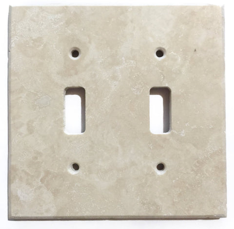 Ivory Travertine Double Toggle Switch Wall Plate / Switch Plate / Cover - Honed - American Tile Depot - Commercial and Residential (Interior & Exterior), Indoor, Outdoor, Shower, Backsplash, Bathroom, Kitchen, Deck & Patio, Decorative, Floor, Wall, Ceiling, Powder Room - 1