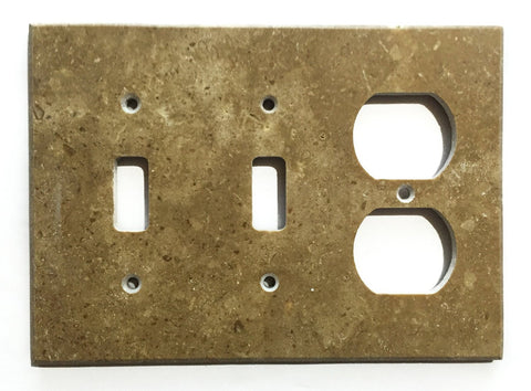 Noce Travertine Double Toggle Duplex Switch Wall Plate / Switch Plate / Cover - Honed