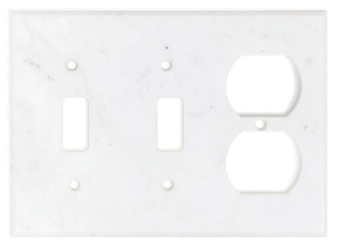 Italian Carrara White Marble Double Toggle Duplex Switch Wall Plate / Switch Plate / Cover - Polished